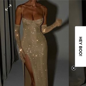 Trixie Maxi Dress Gold Sparkle-Babyboo